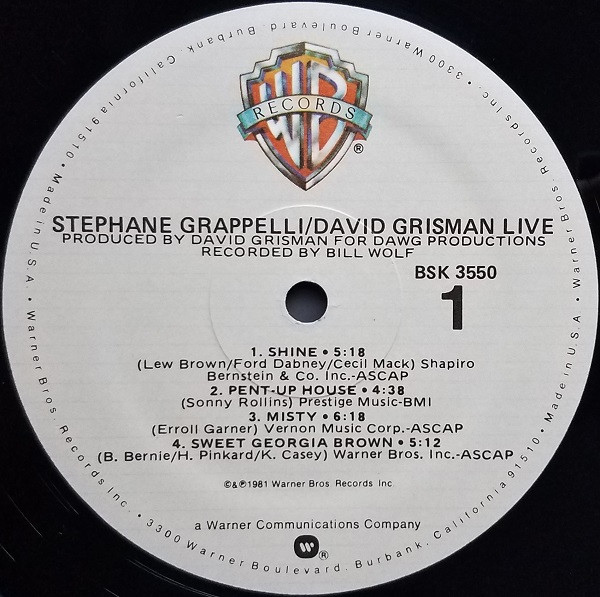 Stephane Grappelli* / David Grisman - Live (LP, Wak)