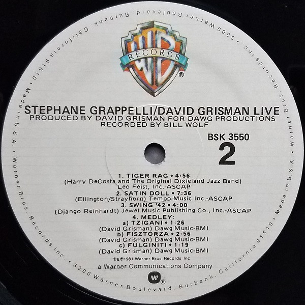 Stephane Grappelli* / David Grisman - Live (LP, Wak)