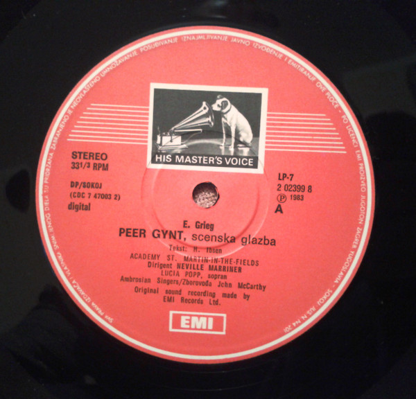 Grieg* - The Academy Of St. Martin-in-the-Fields, Lucia Popp, Ambrosian Singers*, Neville Marriner* - Peer Gynt, Scenska Glazba (LP, Album)