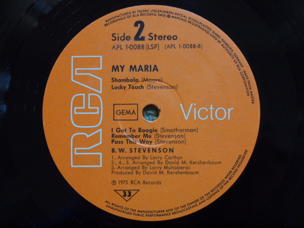 B. W. Stevenson* - My Maria (LP, Album)