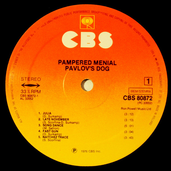 Pavlov's Dog - Pampered Menial (LP, Album, Gat)