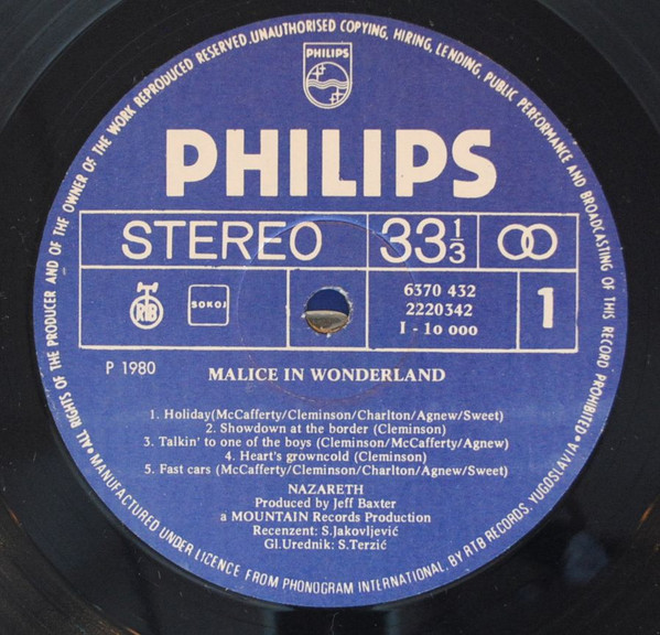 Nazareth (2) - Malice In Wonderland (LP, Album)