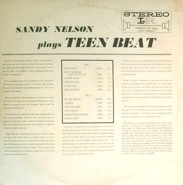 Sandy Nelson - Sandy Nelson Plays Teen Beat (LP, Album)
