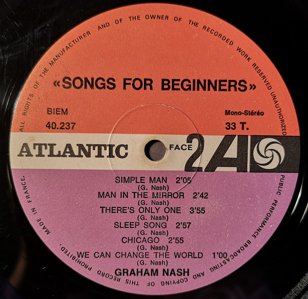 Graham Nash - Songs For Beginners (LP, Album, RP)