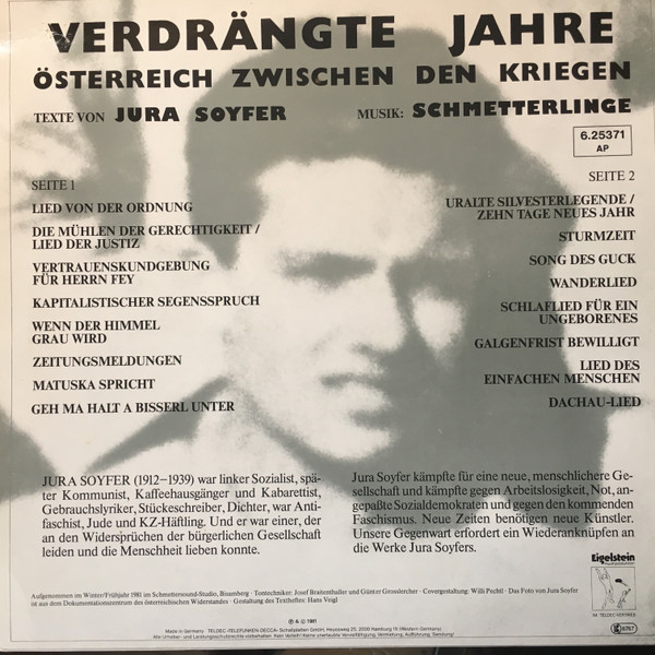Jura Soyfer / Schmetterlinge - Verdrängte Jahre (LP, Album, RP)