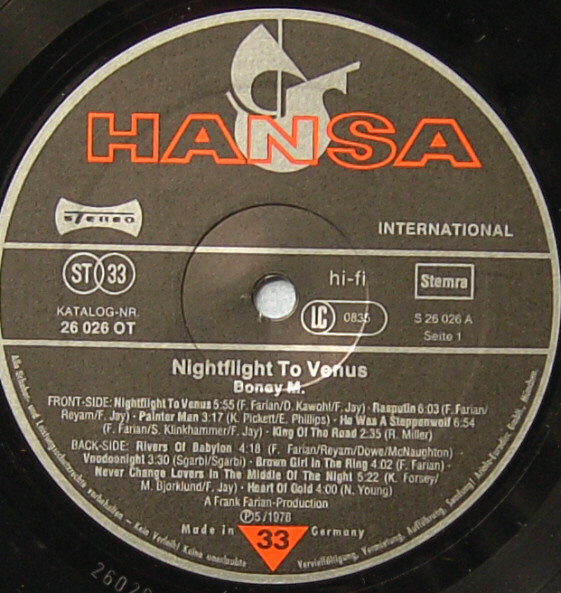 Boney M. - Nightflight To Venus (LP, Album, Gat)