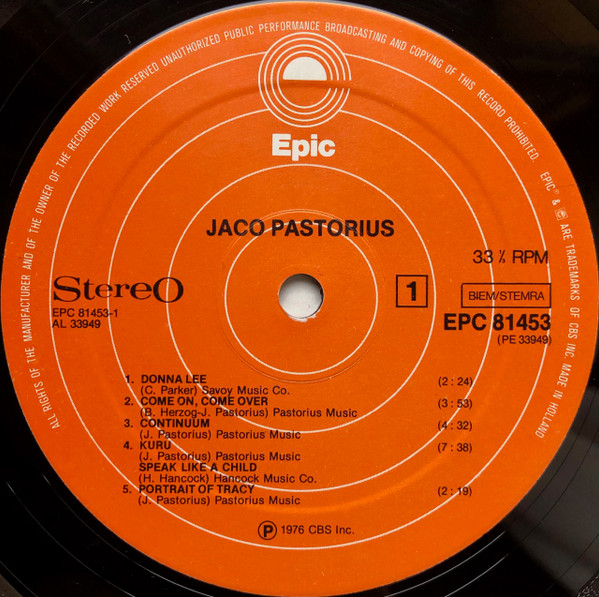 Jaco Pastorius - Jaco Pastorius (LP, Album)