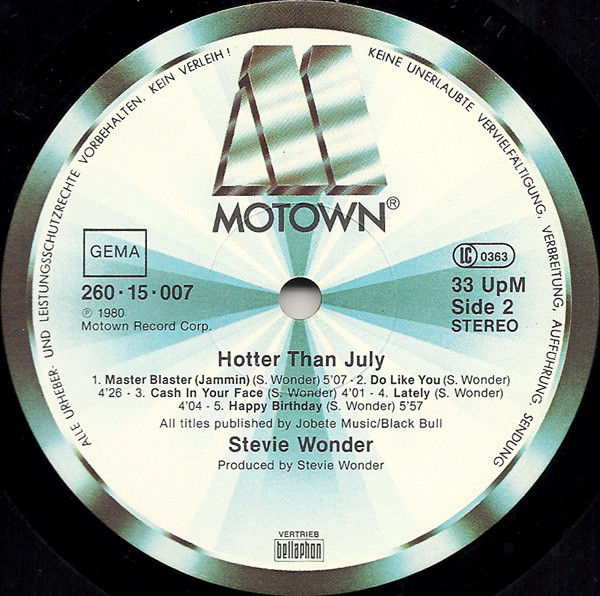 Stevie Wonder - Hotter Than July (LP, Album, Gat)