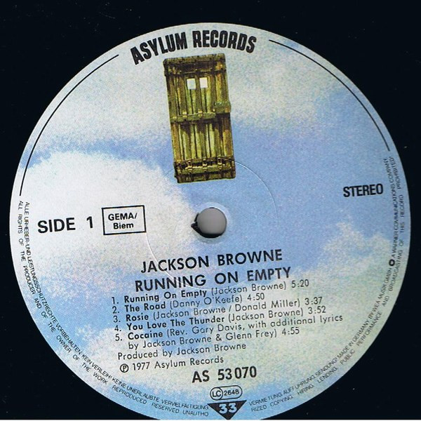 Jackson Browne - Running On Empty (LP, Album, RE)
