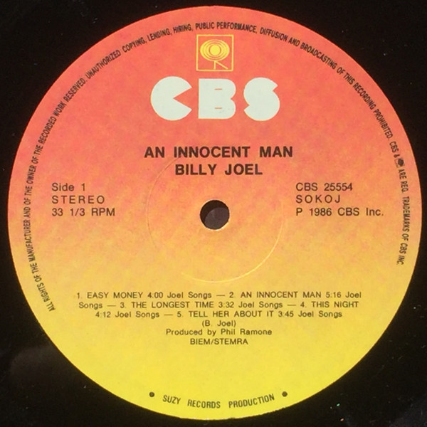 Billy Joel - An Innocent Man (LP, Album, RE)