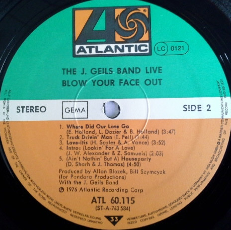 The J. Geils Band - Live - Blow Your Face Out (2xLP, Album)