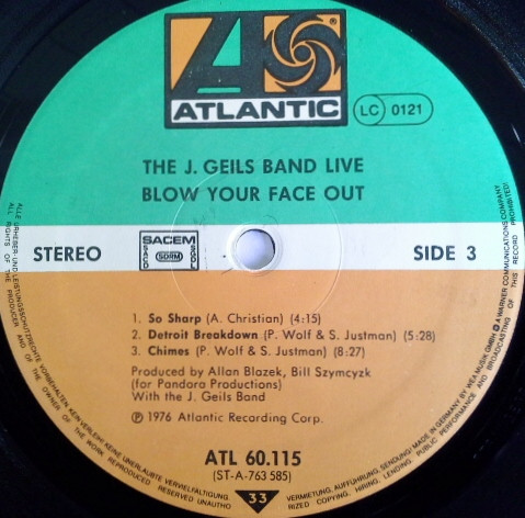 The J. Geils Band - Live - Blow Your Face Out (2xLP, Album)