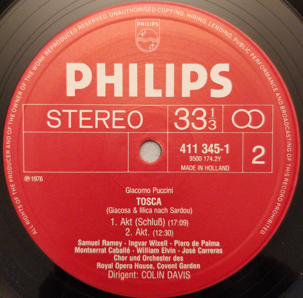 Puccini* ' Montserrat CaballÃ© ' JosÃ© Carreras ' Ingvar Wixell ' Sir Colin Davis - Tosca (2xLP, RE)