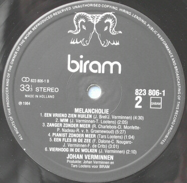 Johan Verminnen · Tars Lootens - Melancholie (LP, Album)