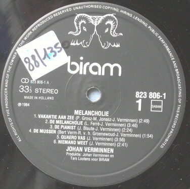 Johan Verminnen · Tars Lootens - Melancholie (LP, Album)