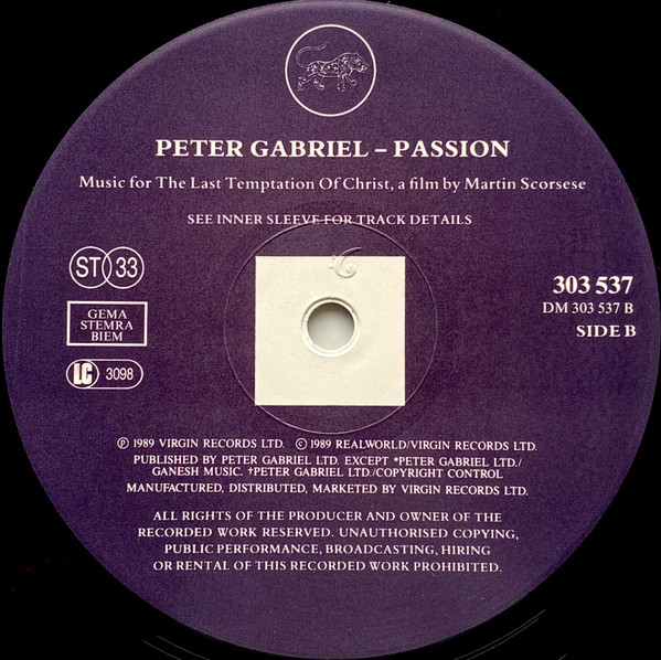 Peter Gabriel - Passion (2xLP, Album)