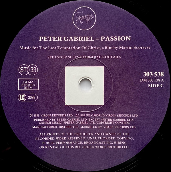 Peter Gabriel - Passion (2xLP, Album)