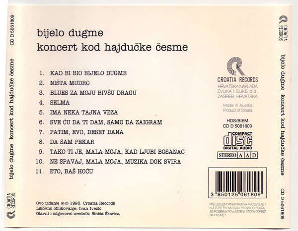 Bijelo Dugme - Koncert Kod HajduÄke ÄŒesme (CD, Album, RE)