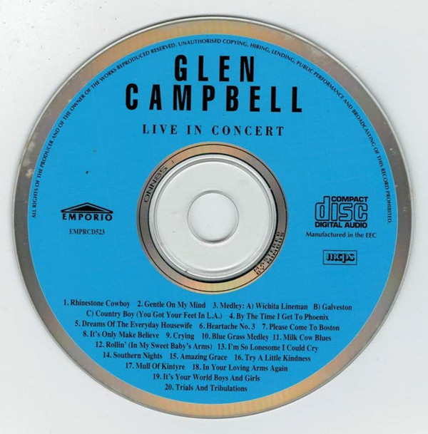 Glen Campbell - Live In Concert (CD, Album)