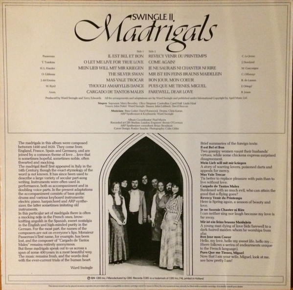 Swingle II - Madrigals (LP, Album)