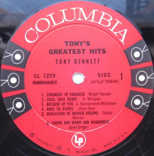 Tony Bennett - Tony's Greatest Hits (LP, Comp, Mono)
