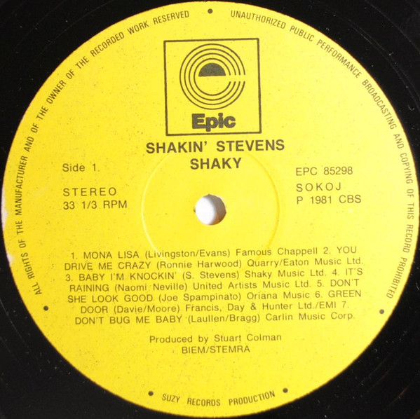 Shakin' Stevens - Shaky (LP, Album, Hun)