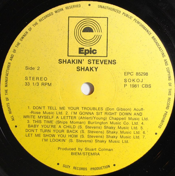 Shakin' Stevens - Shaky (LP, Album, Hun)