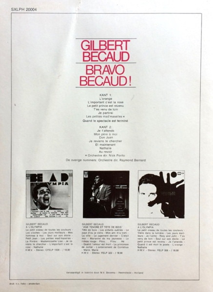 Gilbert Bécaud - Bravo Bécaud! (LP, Comp)