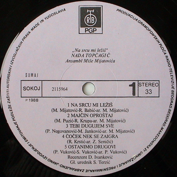 Nada Topčagić - Na Srcu Mi Ležiš (LP, Album)