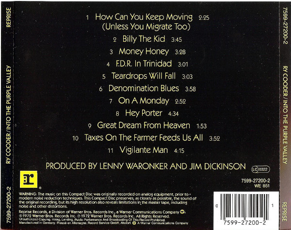 Ry Cooder - Into The Purple Valley (CD, Album)