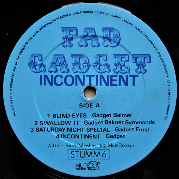 Fad Gadget - Incontinent (LP, Album, Tap)