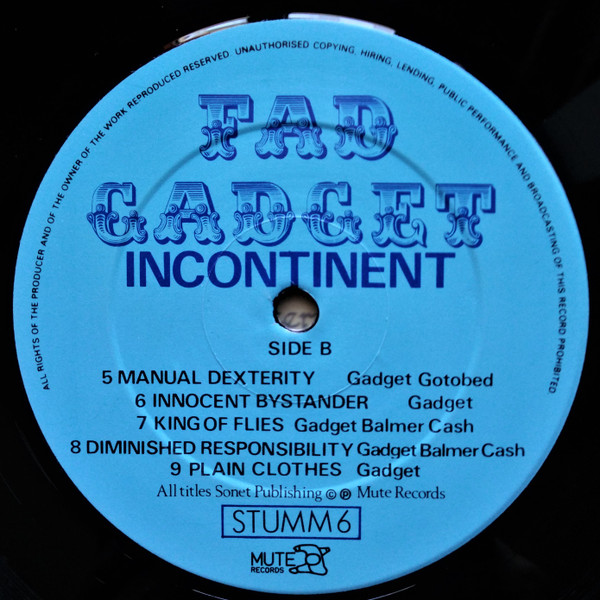 Fad Gadget - Incontinent (LP, Album, Tap)