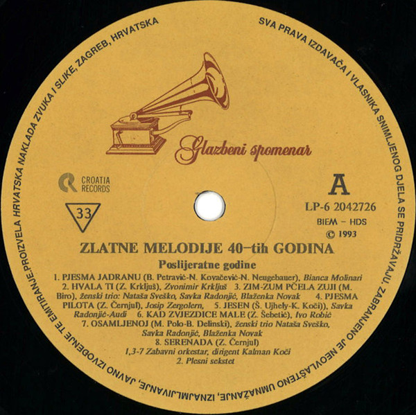 Various - Zlatne Melodije 40-ih 3 (LP, Comp, Mono)