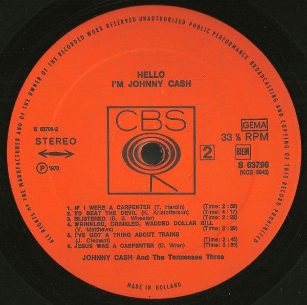 Johnny Cash - Hello, I'm Johnny Cash (LP, Album, Gat)