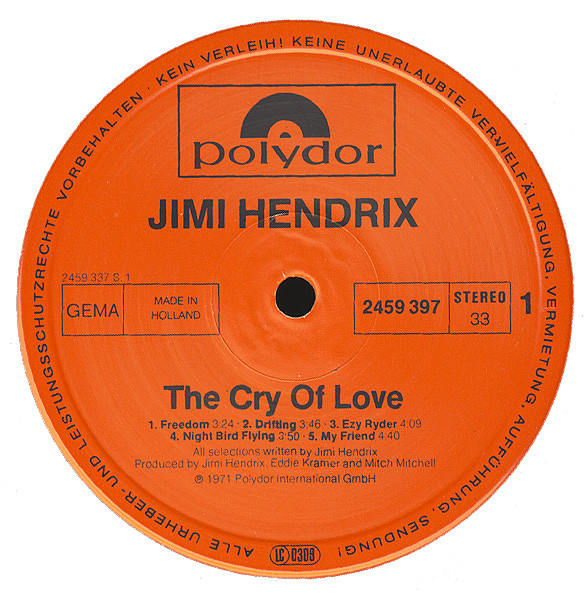 Jimi Hendrix - The Cry Of Love (LP, Album, RE)