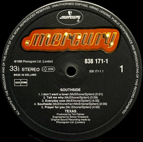 Texas - Southside (LP, Album)