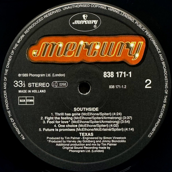 Texas - Southside (LP, Album)