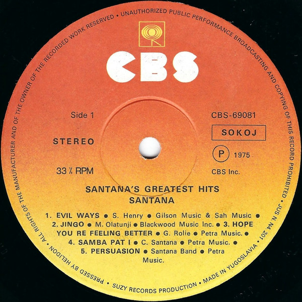 Santana - Santana's Greatest Hits (LP, Comp, RE)