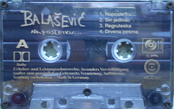 Balašević* - Naposletku... (Cass, Album)