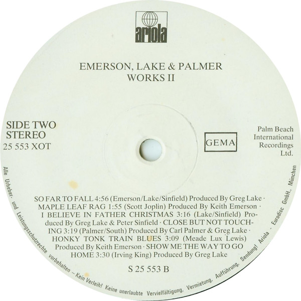 Emerson Lake & Palmer* - Works Volume 2 (LP, Album, Emb)