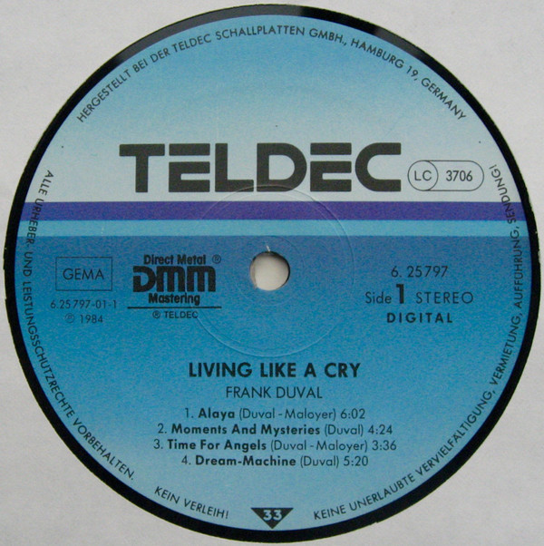 Frank Duval - Living Like A Cry (LP, Album)