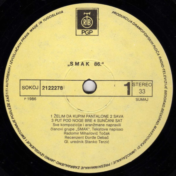 Smak (3) - Smak 86 (LP, Album, Yel)