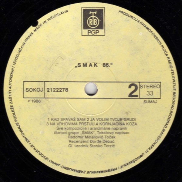 Smak (3) - Smak 86 (LP, Album, Yel)