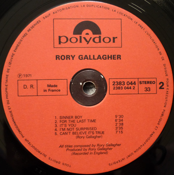 Rory Gallagher - Rory Gallagher (LP, Album, RP)
