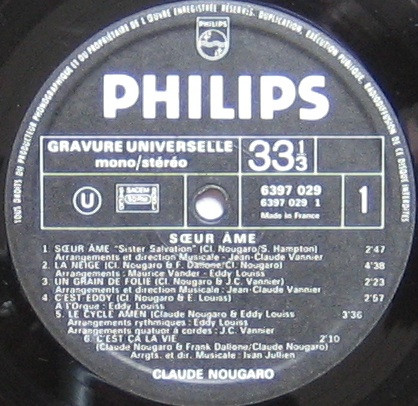 Nougaro* - Sœur Âme (LP, Album)