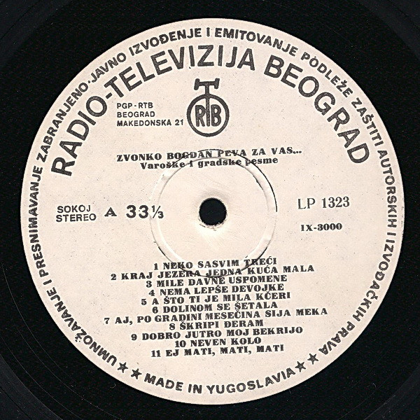 Zvonko Bogdan - Zvonko Bogdan Peva Za Vas (LP, Album, Gat)
