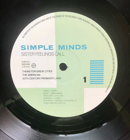 Simple Minds - Sister Feelings Call (LP, Album)