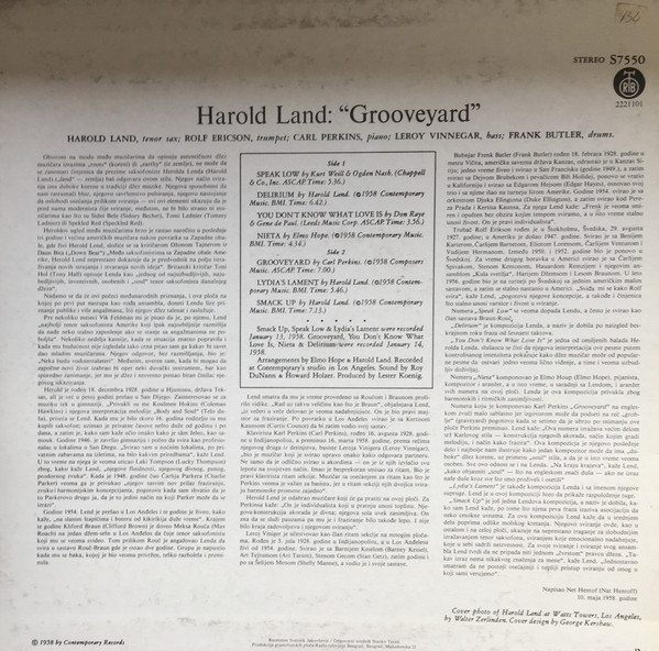 Harold Land Quintet - Grooveyard (LP, Album, RE)