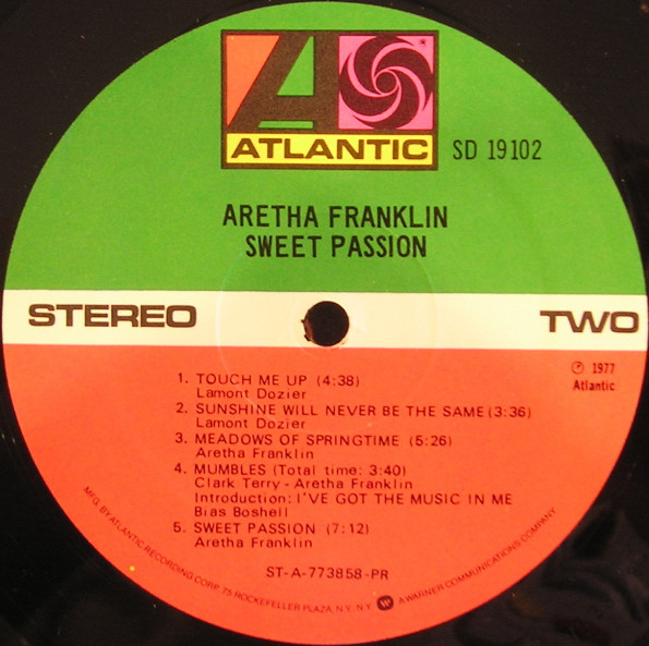 Aretha Franklin - Sweet Passion (LP, Album, Pre)