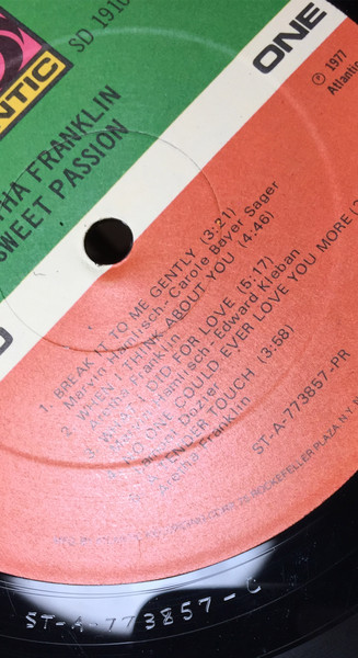 Aretha Franklin - Sweet Passion (LP, Album, Pre)